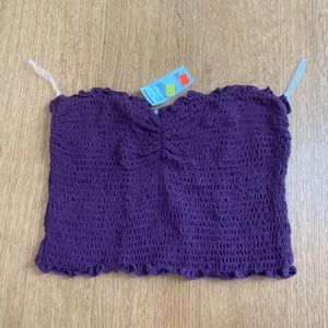 NWT wine ruched tube top